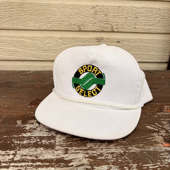 Vintage SPORTS SELECT Corduroy trucker hat snapback white - Picture 1 of 6
